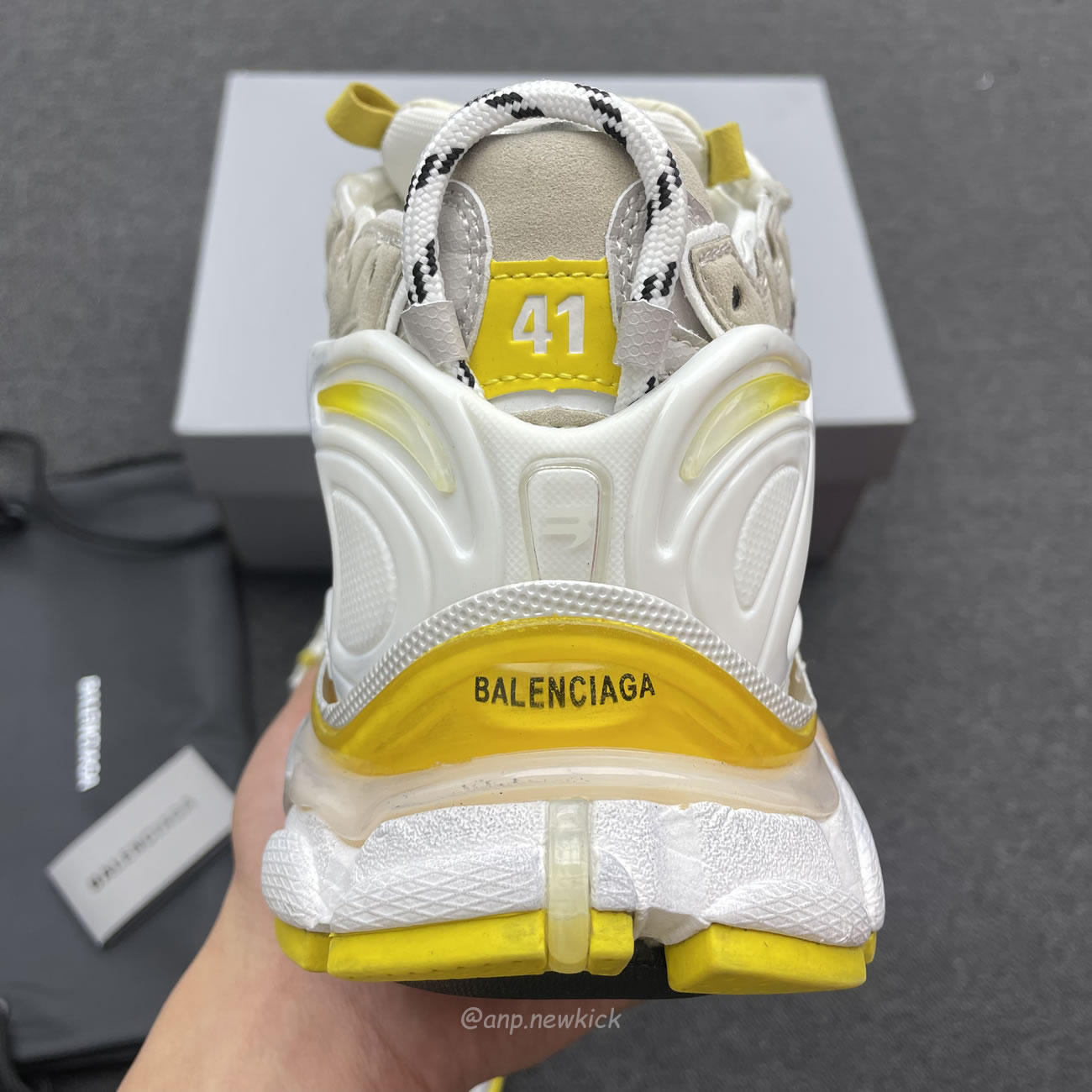 Balenciaga Runner Nylon Grey White Yellow Womens 772774 W3rny 9170 (12) - newkick.app